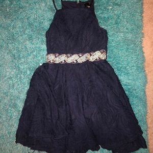Navy blue halter top dress